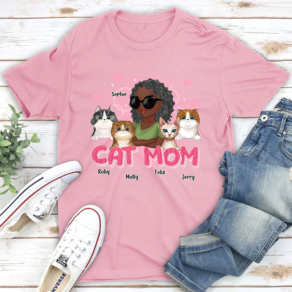 Unique Cat Mom Cartoon - Personalized Custom Unisex 5.3 oz T-shirt for Pet Lovers