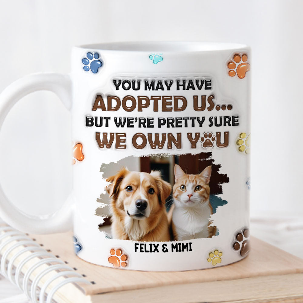 Personalized Custom 3D Inflated Effect Mug with Adopted Pets Photo - 11oz High - Quality Ceramic Mug