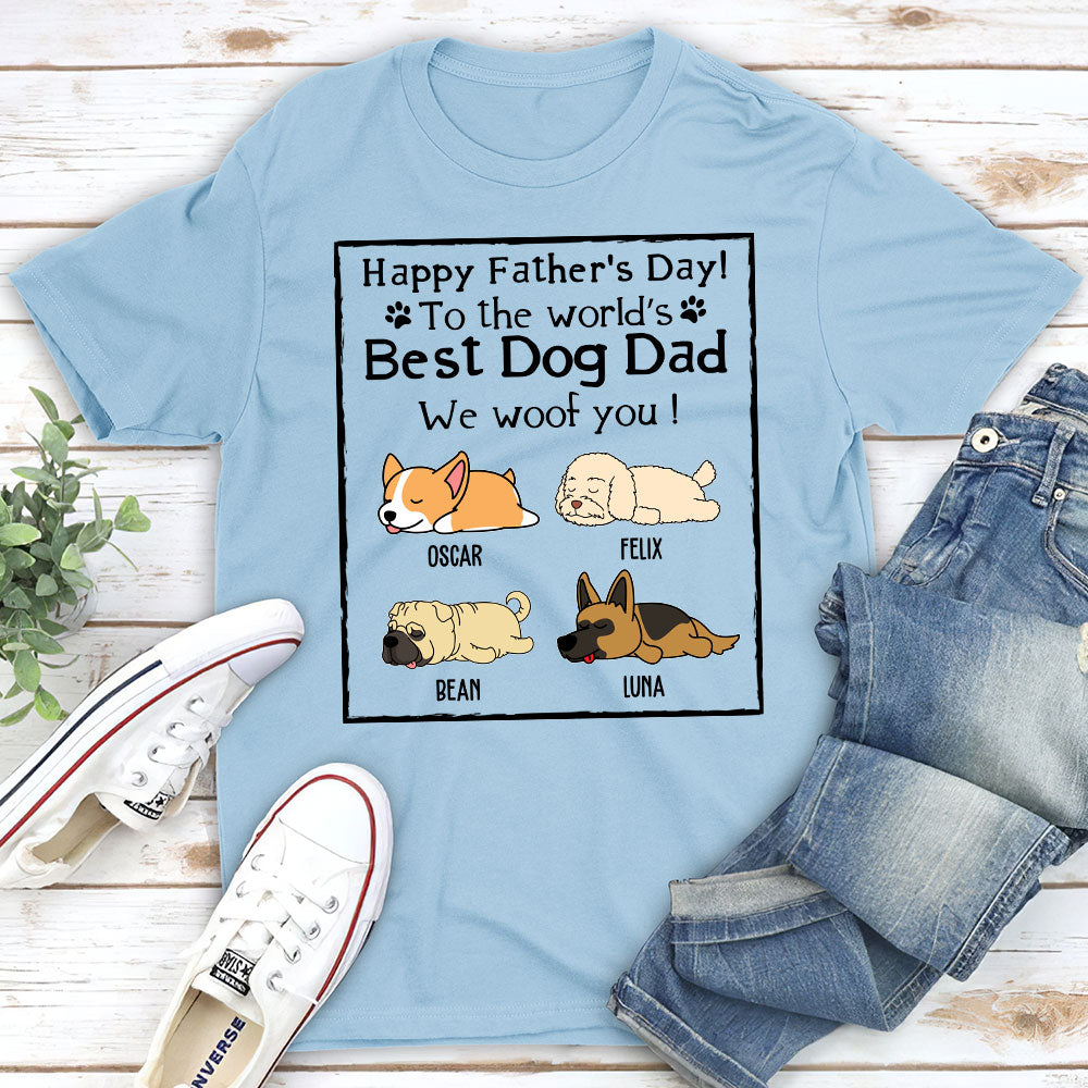 Woof Best Dog Dad - Personalized Custom Unisex 5.3 oz T-shirt for Pet Lovers