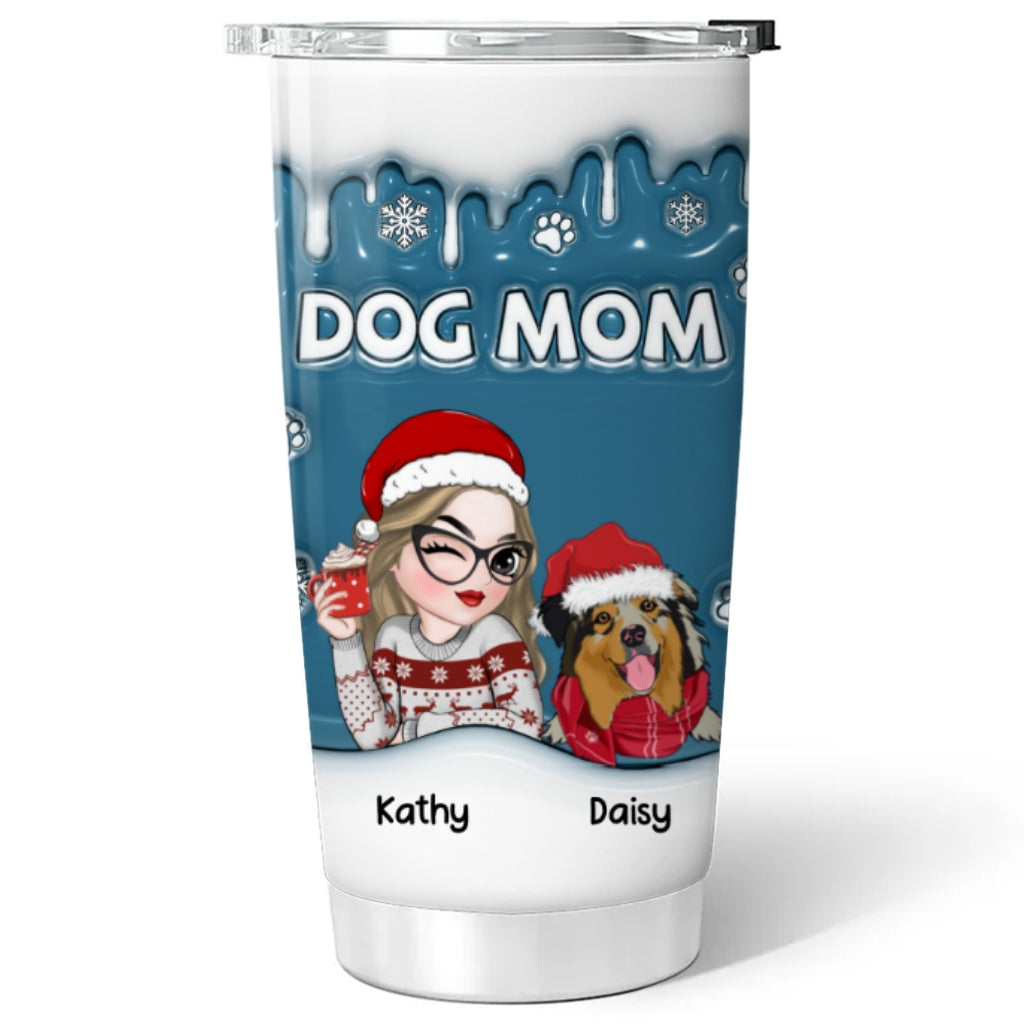 Christmas Mom and Dad of Dogs Version 2 - Personalized Custom 3D Inflated Effect 20oz Tumbler