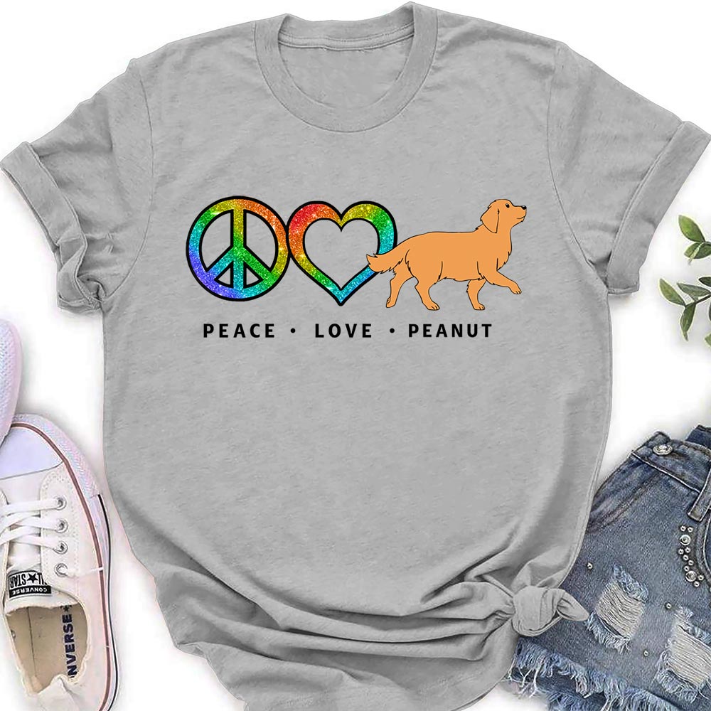 Peace Love Dog Pattern - Stylish Personalized Custom Women's T-shirt for Pet Lovers