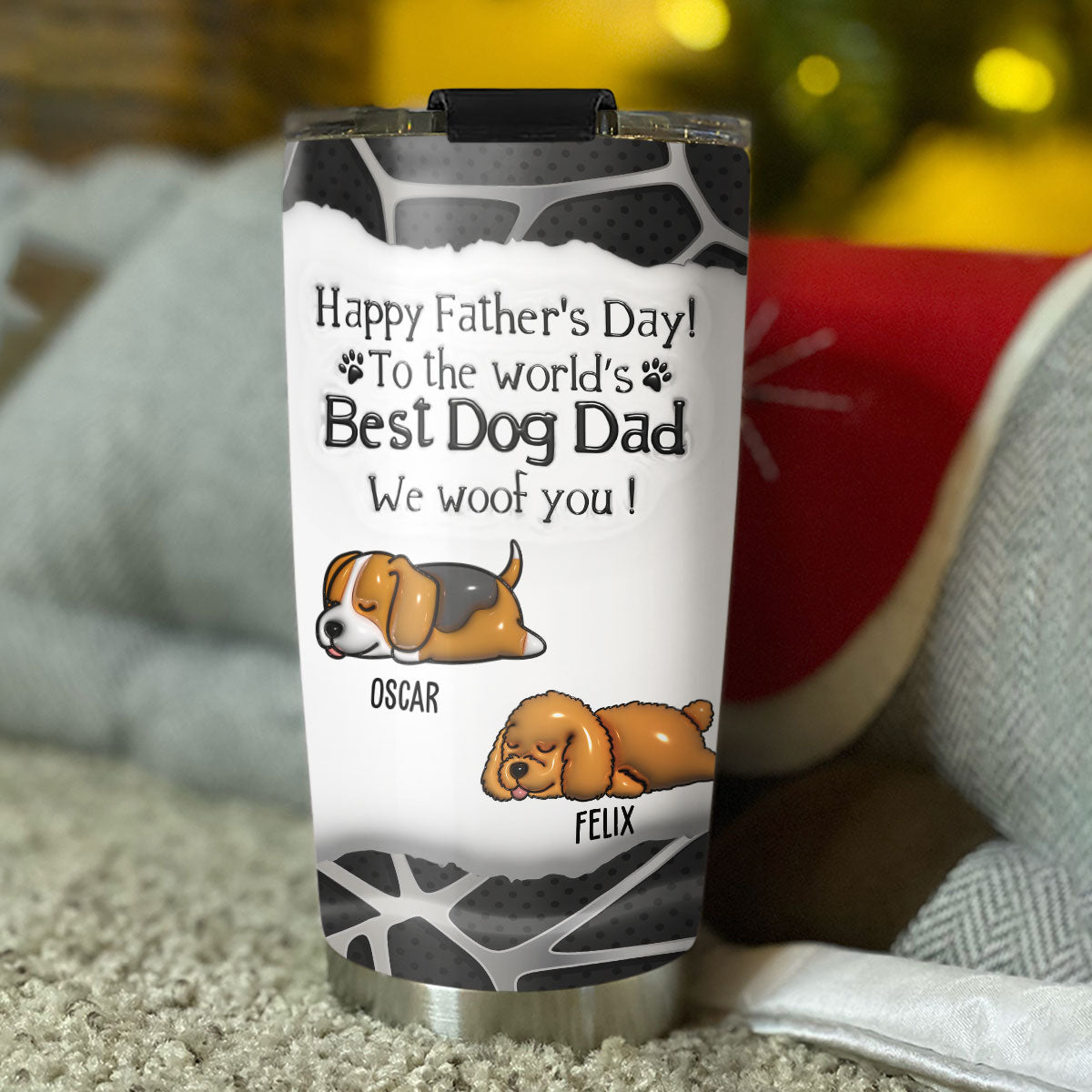 Woof Papa - Exclusive Personalized 3D Inflated Effect 20oz Custom Tumbler for Unique Self - Expression