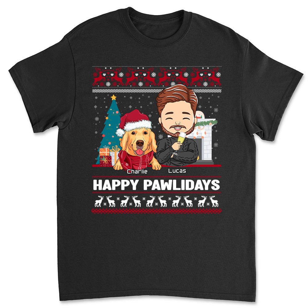 Happy Pawlidays - Personalized Custom Unisex 5.3 oz T-shirt for Pet Lovers