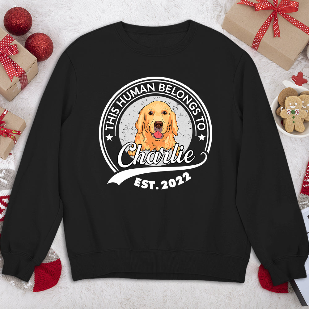 Human Belongs To Dog Version 2 - Unisex 8.0 oz Personalized Custom Sweatshirt for Pet Lovers