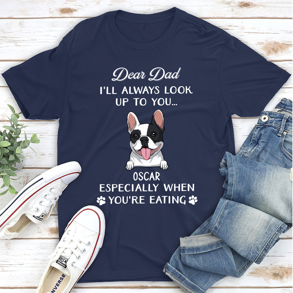 Dear Mom I'll Always Look Up To You - Personalized Custom Unisex 5.3 oz T-shirt for Pet Lovers