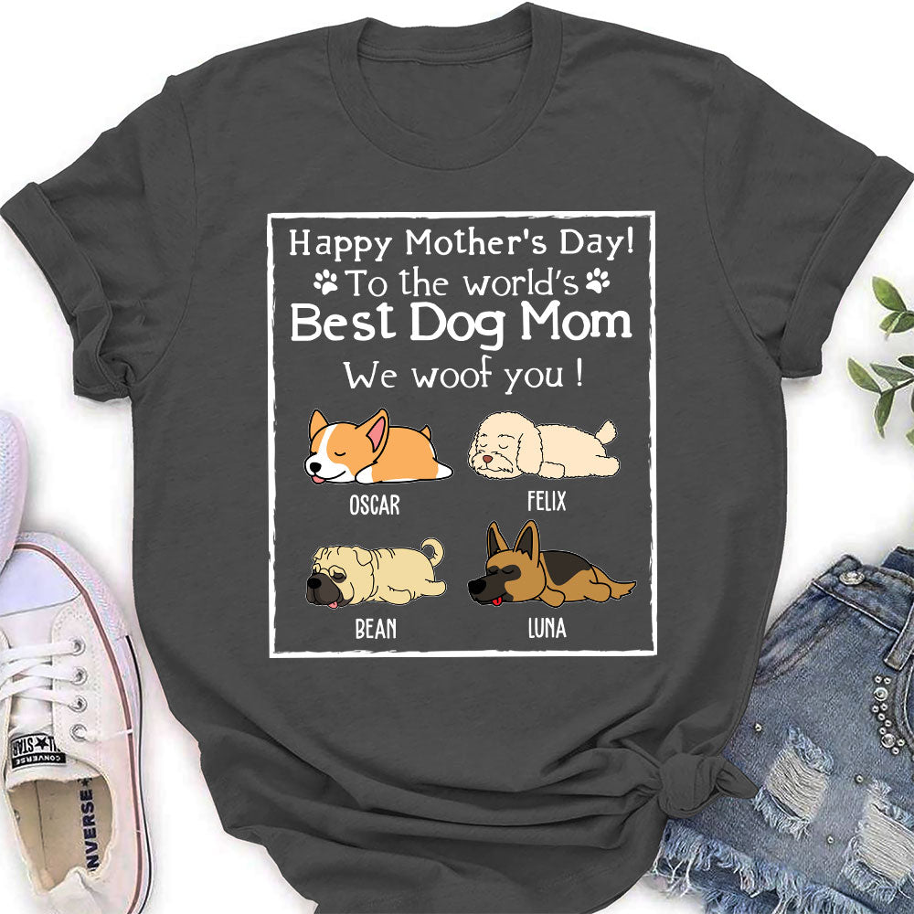 Woof Best Dog Mom Version 2 - Personalized Custom Women's T-shirt: Ideal Gift for Pet Lovers
