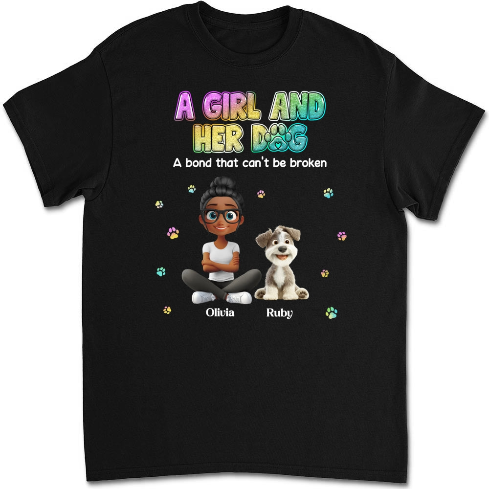 A Girl And Her Dog - Personalized Custom Unisex 5.3 oz T-shirt for Pet Lovers