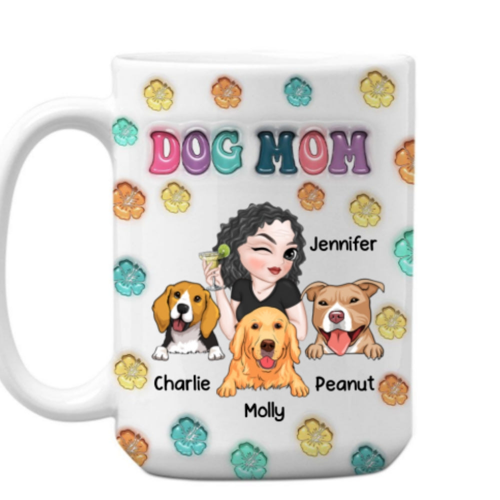 Dog Mom Summer - Personalized Custom 3D Inflated Effect 11oz Ceramic Mug for All Beverages