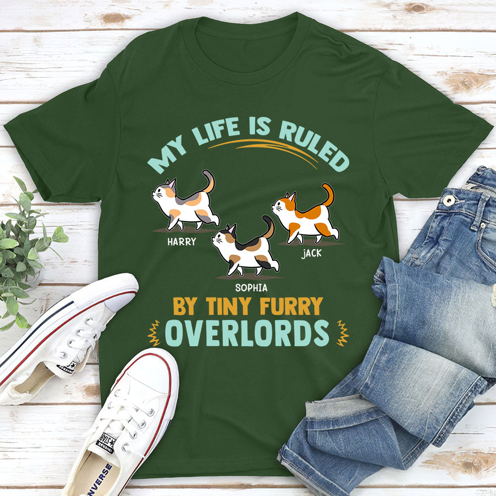 Furry Overlords Walking Cat - Personalized Custom Unisex Heavy Cotton T-shirt for Pet Lovers