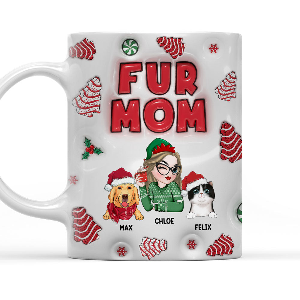 Fur Mom Tree Cake - Exquisitely Personalized Custom 3D Inflated Effect 11oz/15oz Mug