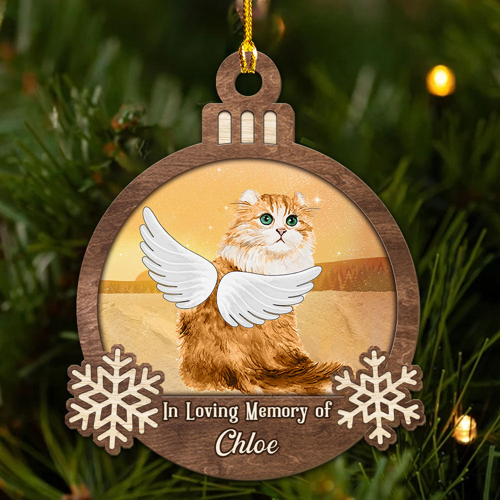 In Heaven, In Loving Memory - Personalized Custom Single - Layered Wood Christmas Ornament for Pet Lovers