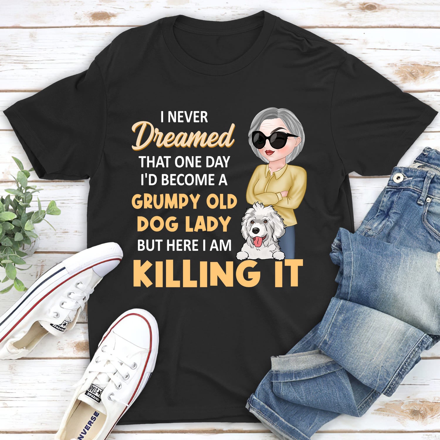 A Grumpy Dog Lady - Personalized Custom Unisex 5.3 oz Heavy Cotton T-shirt