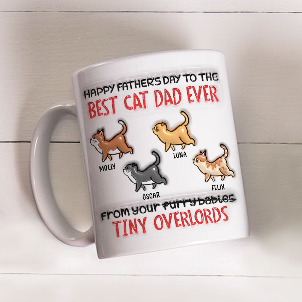 Happy Fathers Day! Personalized Custom 3D Inflated Effect Mug for the Best Cat Dad