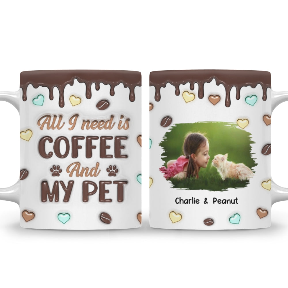 Personalized Custom 3D Inflated Effect Coffee and Pet Photo Mug - 11oz & 15oz