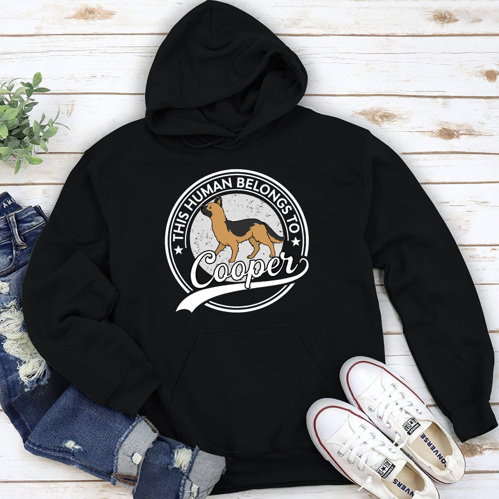 Personalized Custom 'Human Belongs To Dog' Unisex 8.0 oz Hoodie - Ideal Gift for Pet Lovers