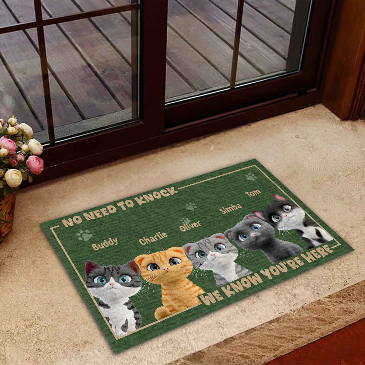 Personalized Custom Pet Lover's Doormat: No Need To Knock, Welcome with Your Furry Friend