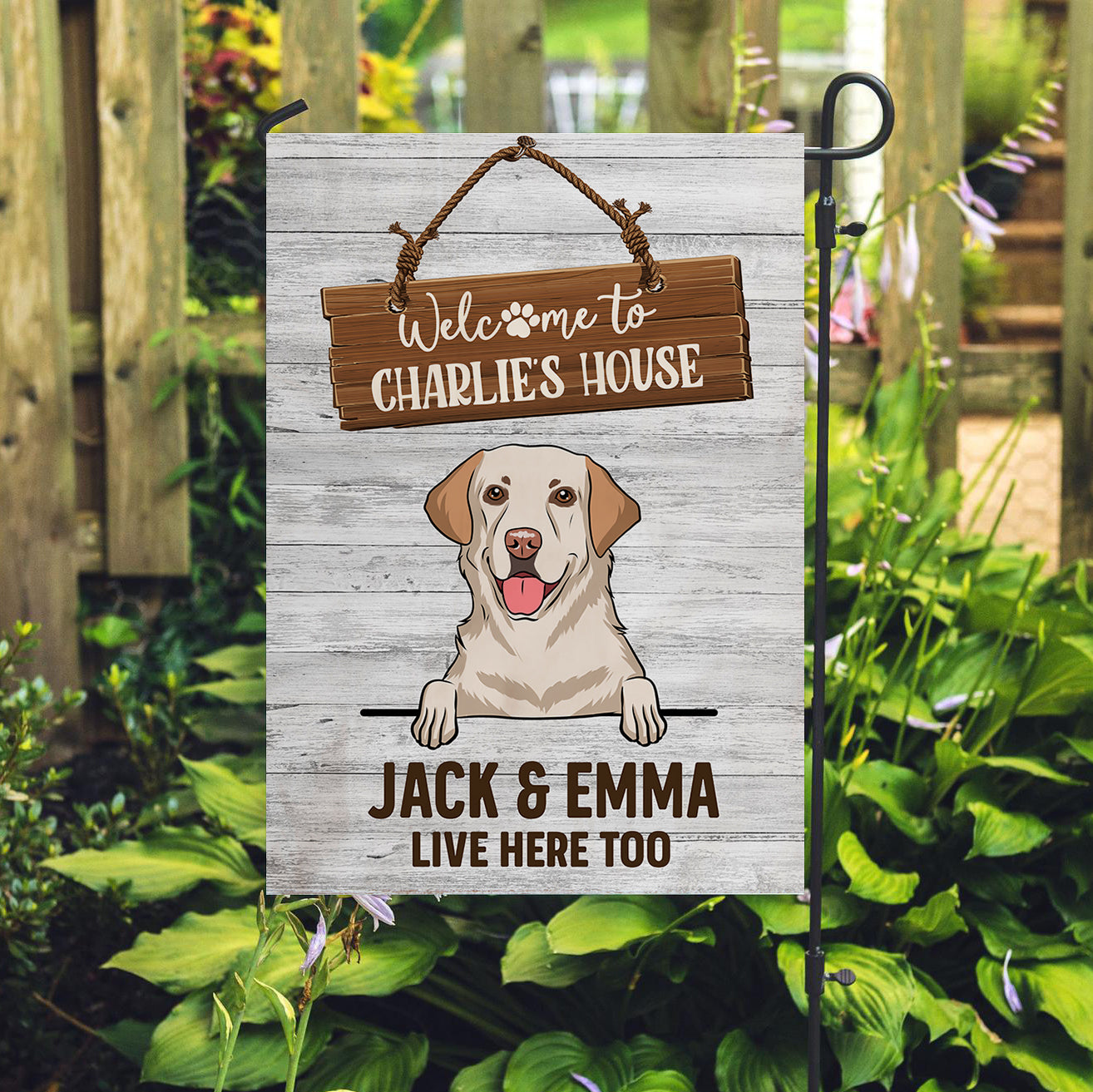 Welcome To Dog House 1 - Personalized Custom USA-Printed Garden Flag in 12' x 18' and 28' x 40' Sizes