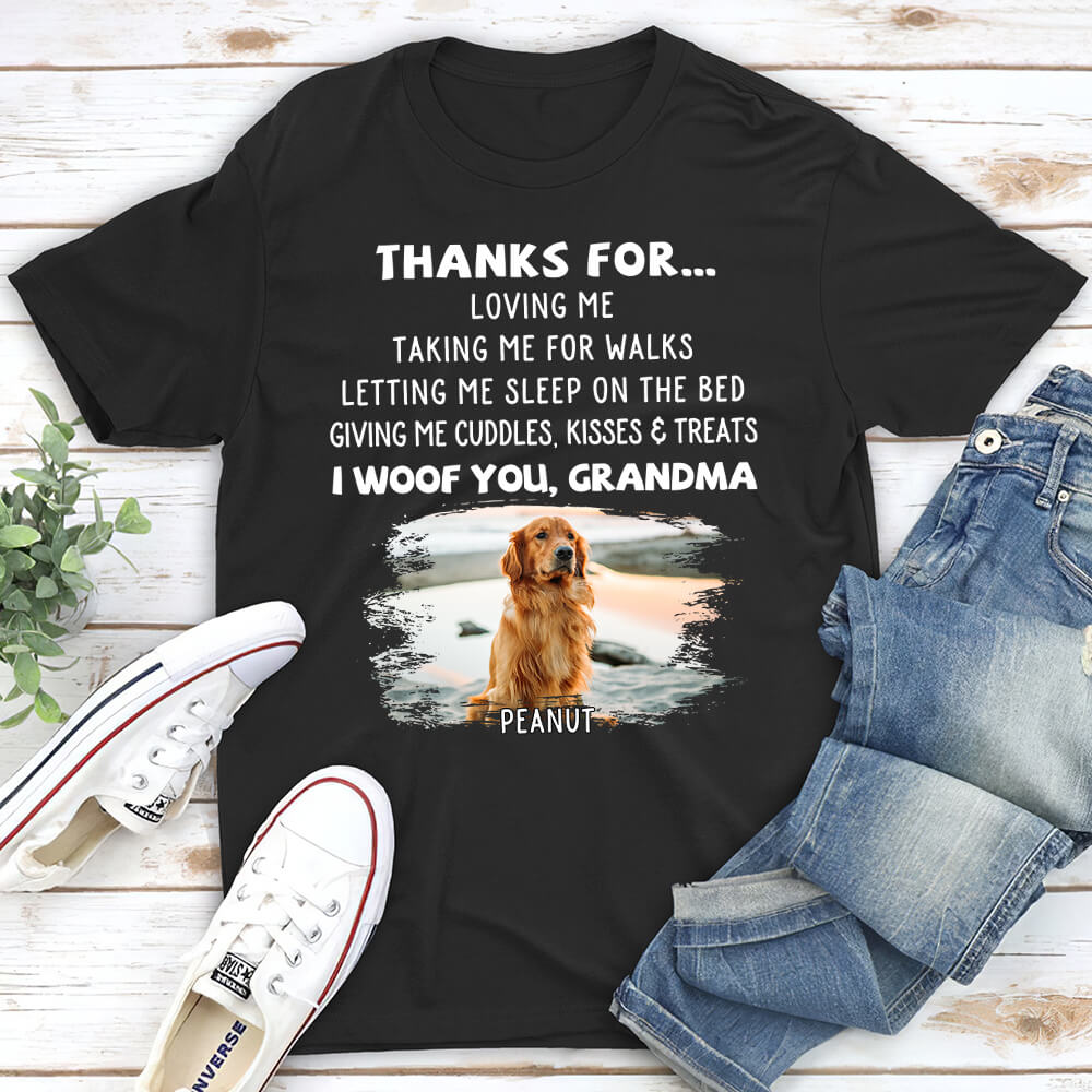 Dog Thanks For Photo - Personalized Custom Unisex 5.3 oz T-shirt for Pet Lovers