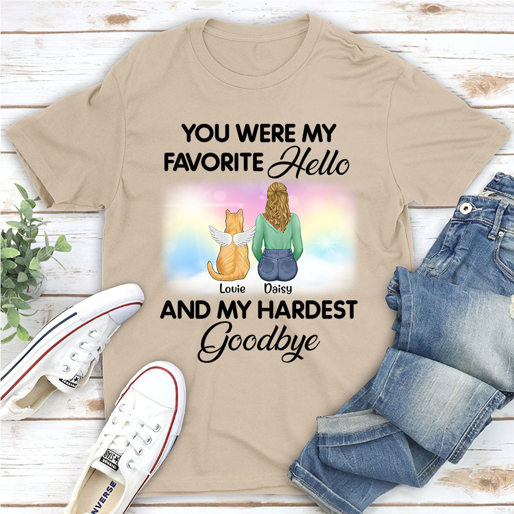My Favorite Hello Cat - Personalized Custom Unisex Memorial T-shirt for Pet Lovers