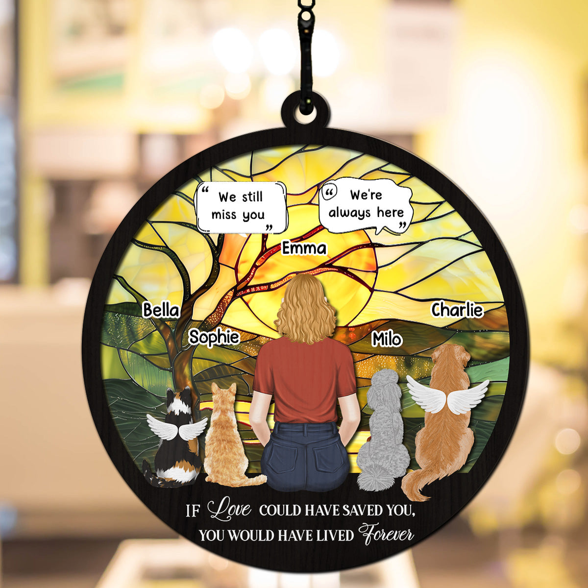 I Will Miss You Forever - Personalized Custom Acrylic Plexiglass Suncatcher in 6 or 8 Inches