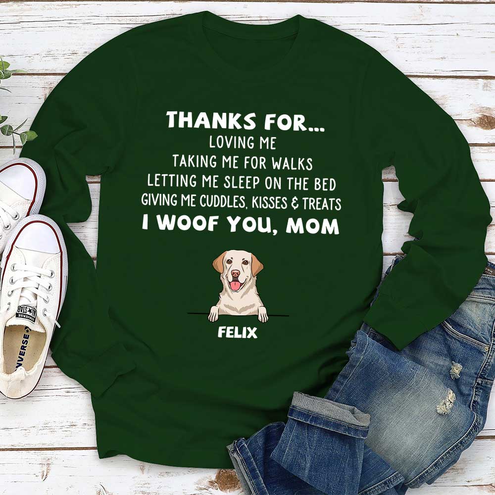Dog Thanks For... - Personalized Custom Unisex 6.0 oz Long Sleeve T-shirt for Pet Lovers