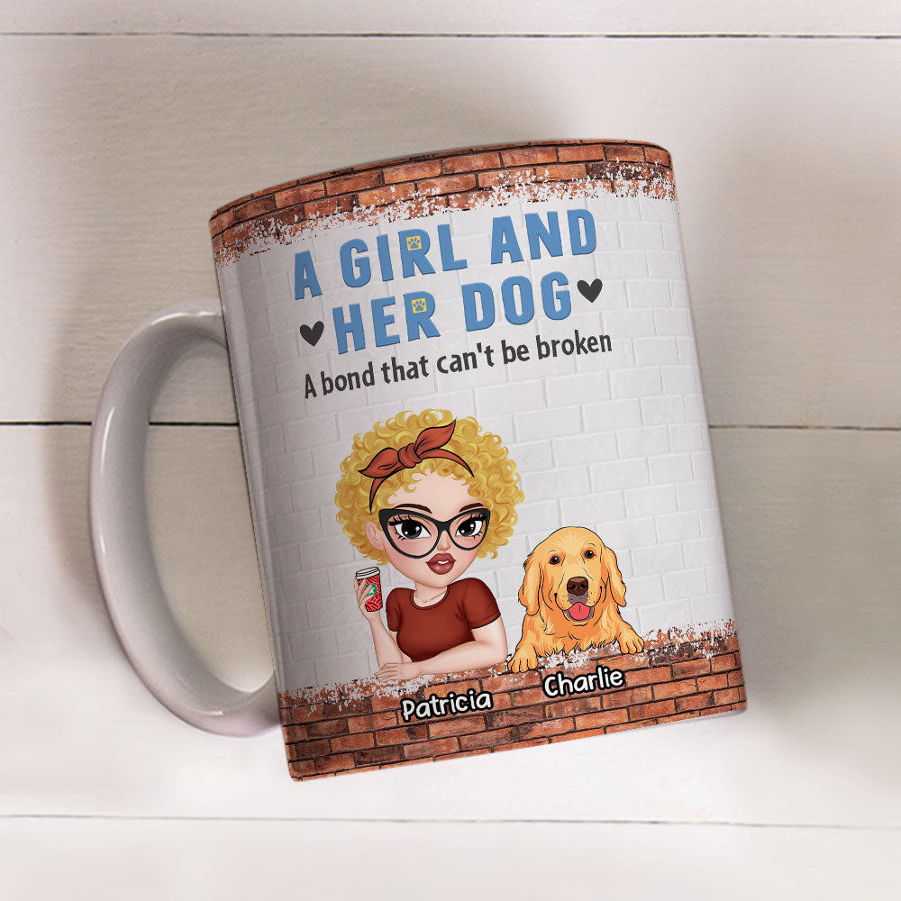 Unbreakable Bond of a Girl and Her Dog - 11oz Personalized Custom Coffee Mug for All Beverages