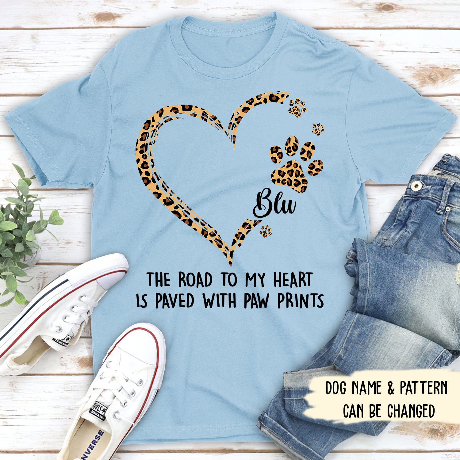 Road To Heart Pattern - Personalized Custom Unisex 5.3 oz T-shirt for Pet Lovers