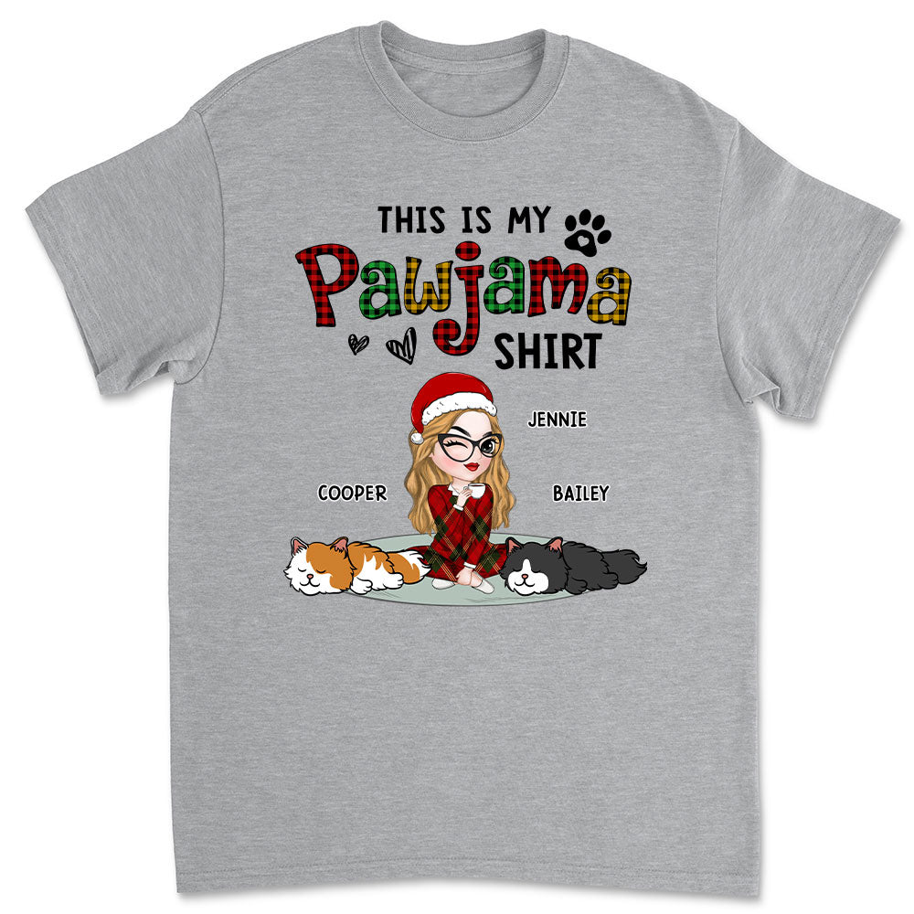 Pawjama Shirt Ver Cat - Personalized Custom Unisex 5.3 oz T-Shirt for Pet Lovers