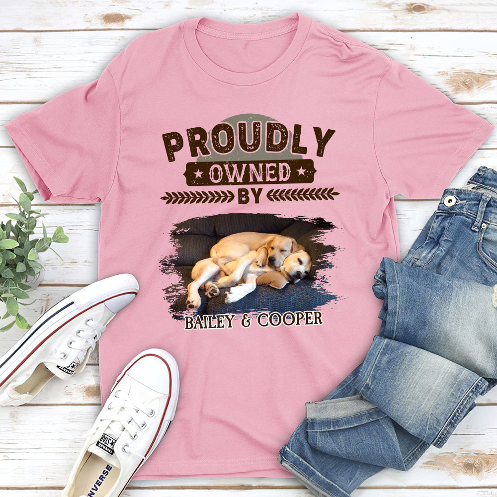 Proudly Owned By Photo - Personalized Custom Unisex 5.3 oz T-shirt for Pet Lovers