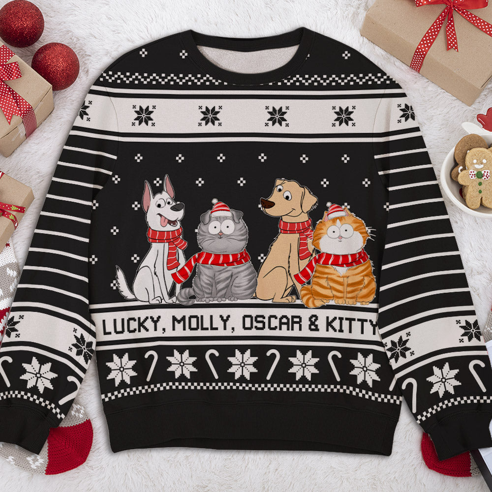 Personalized Custom All-Over-Print Christmas Sweatshirt for Pet Lovers