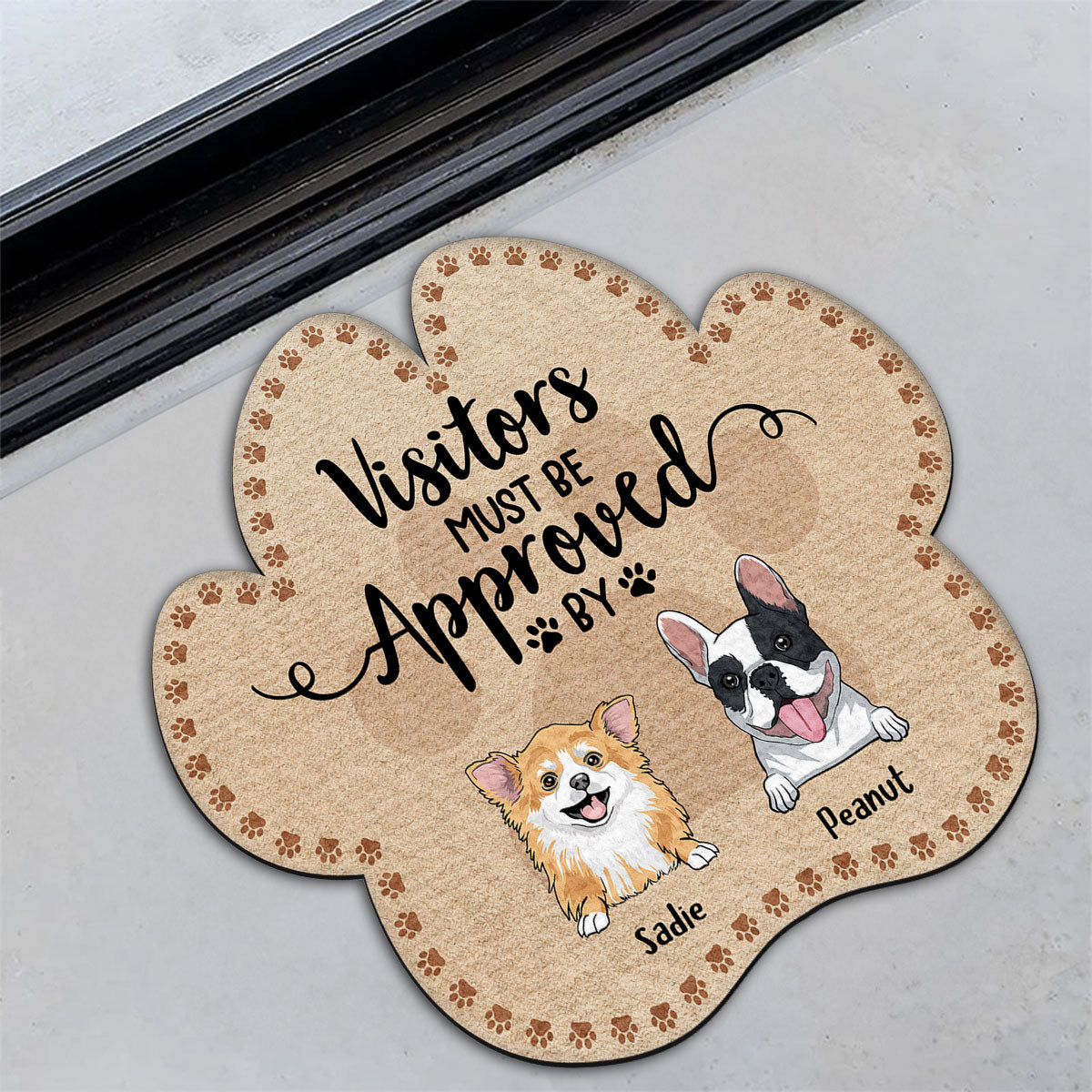 Personalized Custom Doormat - Visitors Must Be Approved By, Featuring Your Dog's Picture