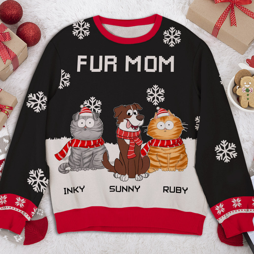 Pets In Winter - Personalized Custom All-Over-Print Unisex 8.8 oz Polyester Blend Sweatshirt
