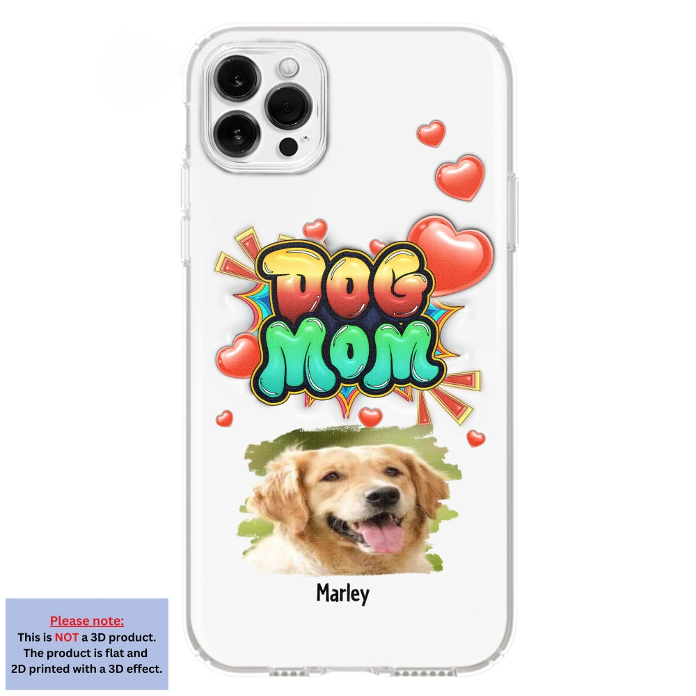 Dog Mom Gradient Photo - Personalized Custom 3D Inflated Effect Luxury Phone Case for Smartphones