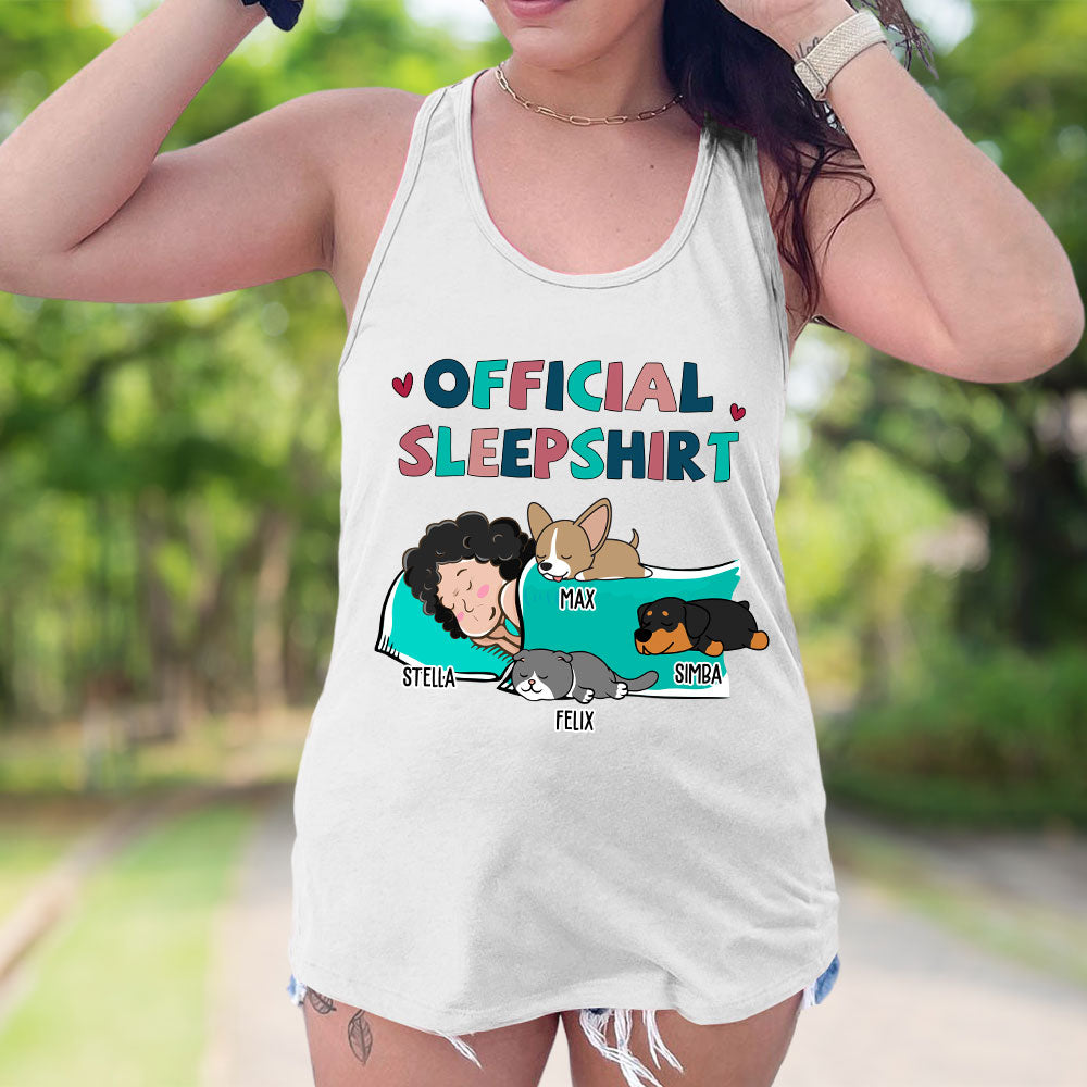 Personalized Custom Women's Summer Sleeping Pet Sleepshirt Racerback Tank