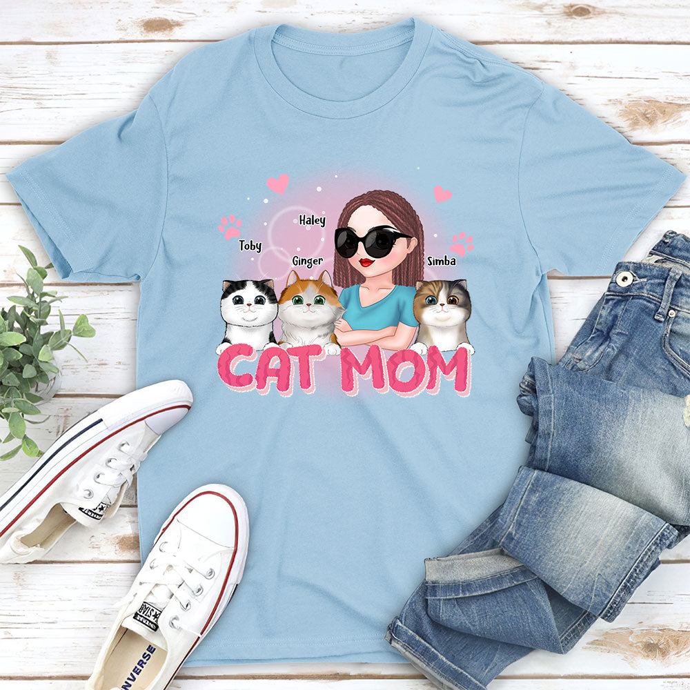 Unique Cat Mom Cartoon - Personalized Custom Unisex 5.3 oz T-shirt for Pet Lovers