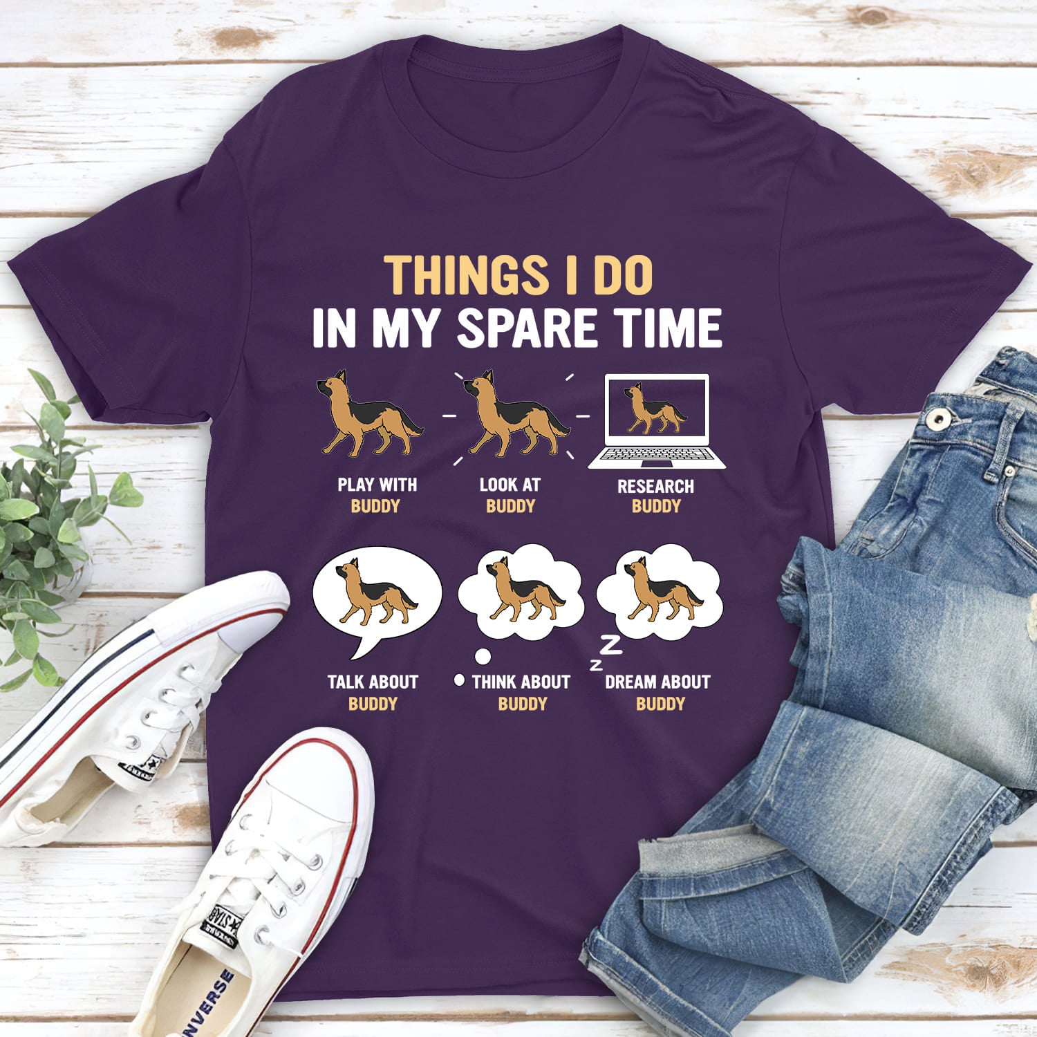 In My Spare Time - Personalized Custom Unisex 5.3 oz T-shirt for Pet Lovers