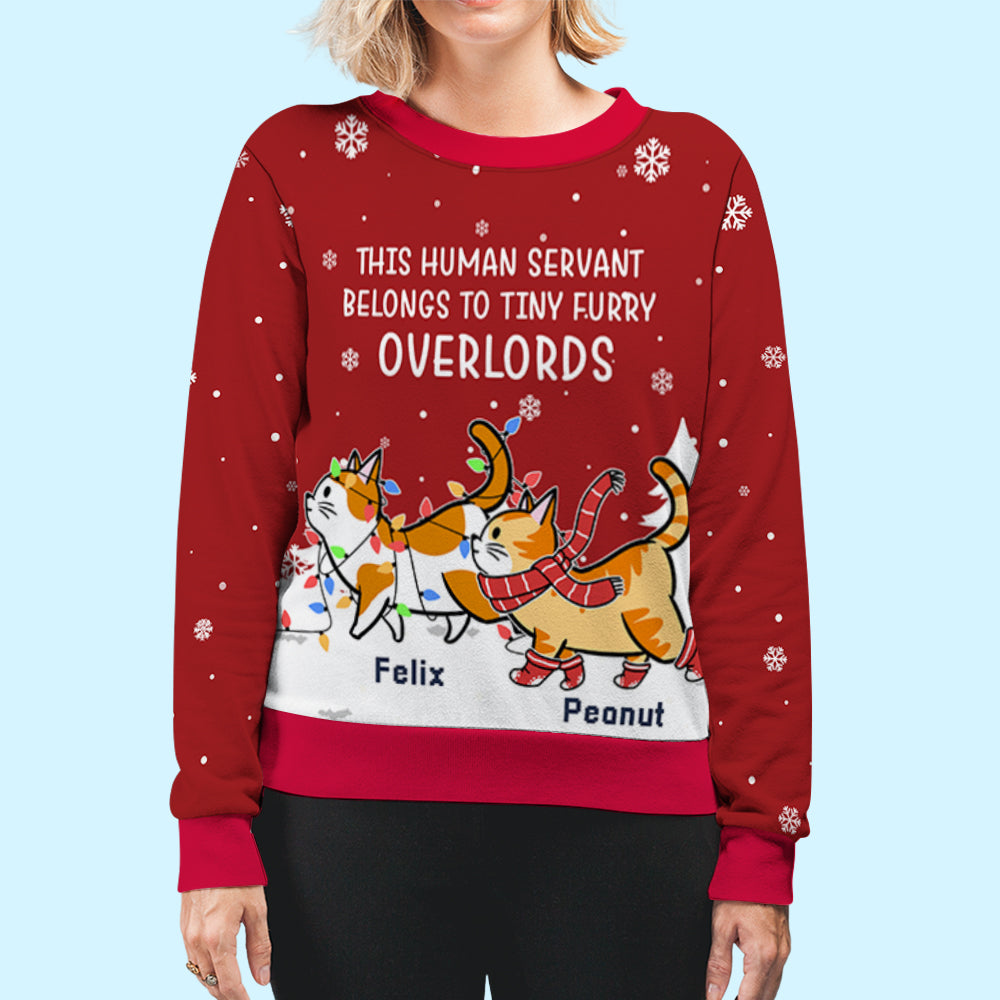 Tiny Furry Overlords - Customizable All-Over-Print Polyester Blend Unisex 8.8 oz Sweatshirt for Pet Lovers