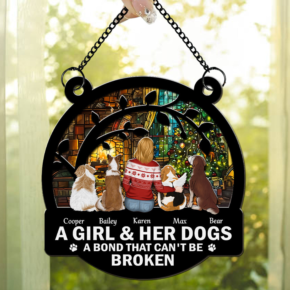 Personalized Custom Suncatcher: Celebrating the Precious Bond Between a Girl and Her Dog