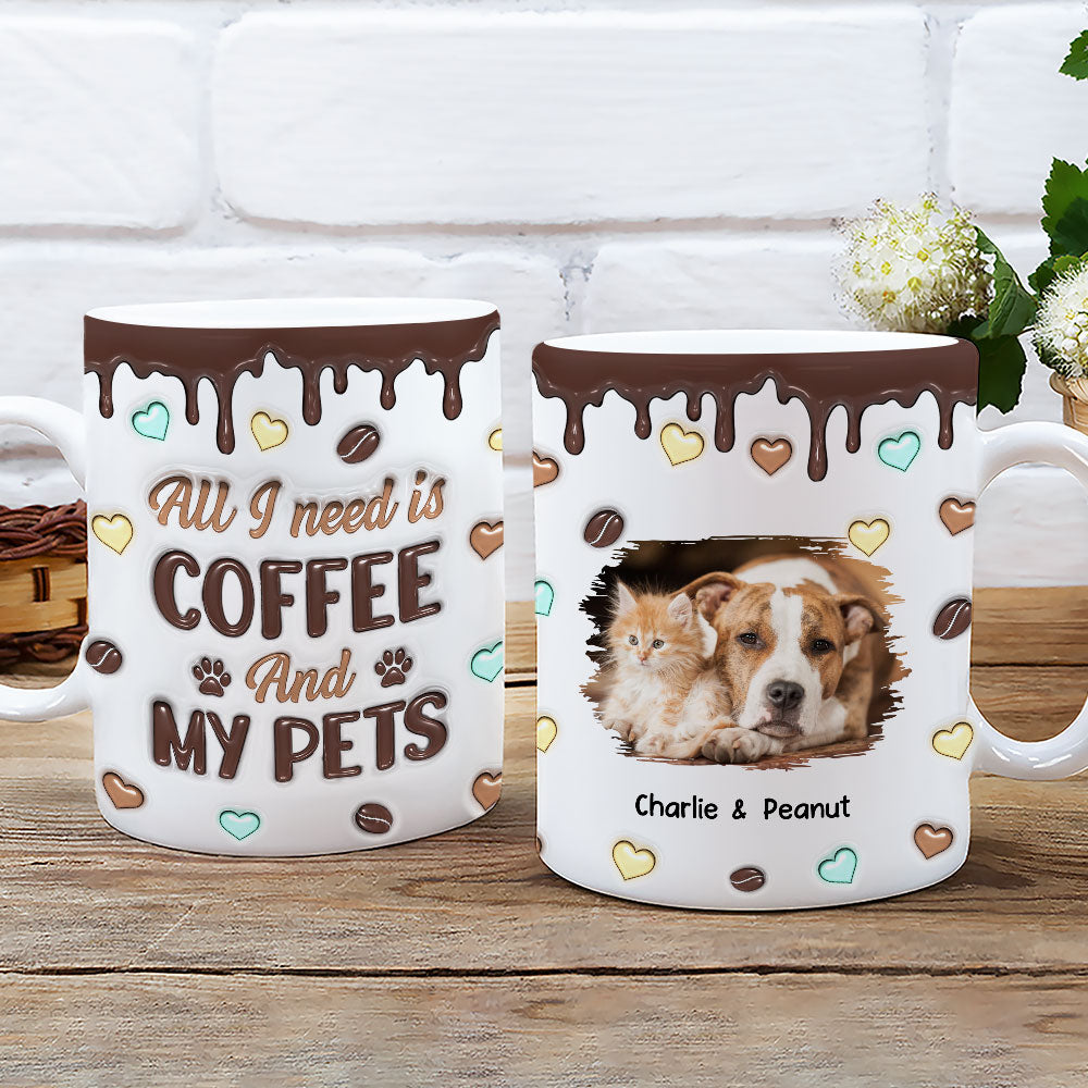 Personalized Custom 3D Inflated Effect Coffee and Pet Photo Mug - 11oz & 15oz