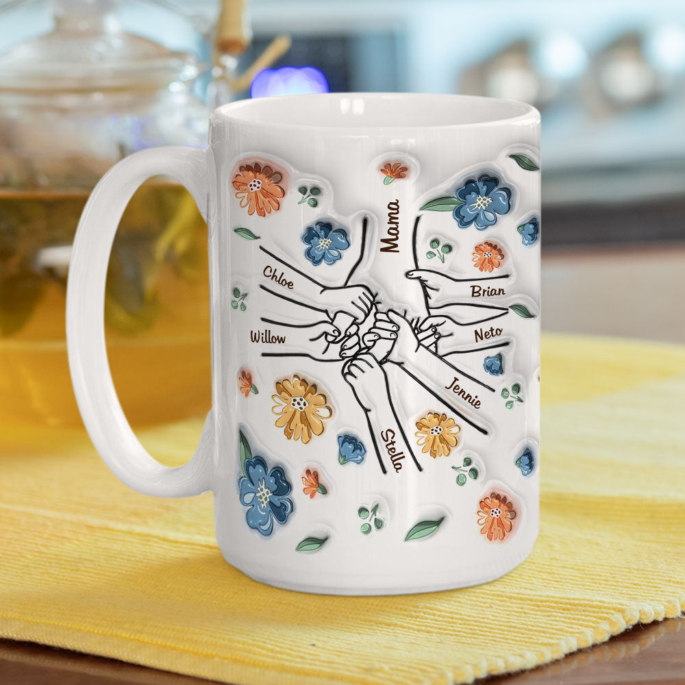 Hold My Hand, Hold My Heart - Premium Personalized Custom 3D Inflated Effect Ceramic Mug in 11oz and 15oz Sizes