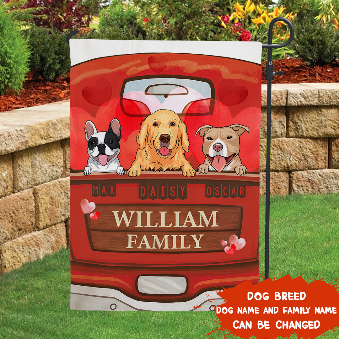 Love Pets Family – Personalized Custom USA-Printed Garden Flag in 12'x18' & 28'x40' Sizes - Ideal Gifts For Dog Lovers