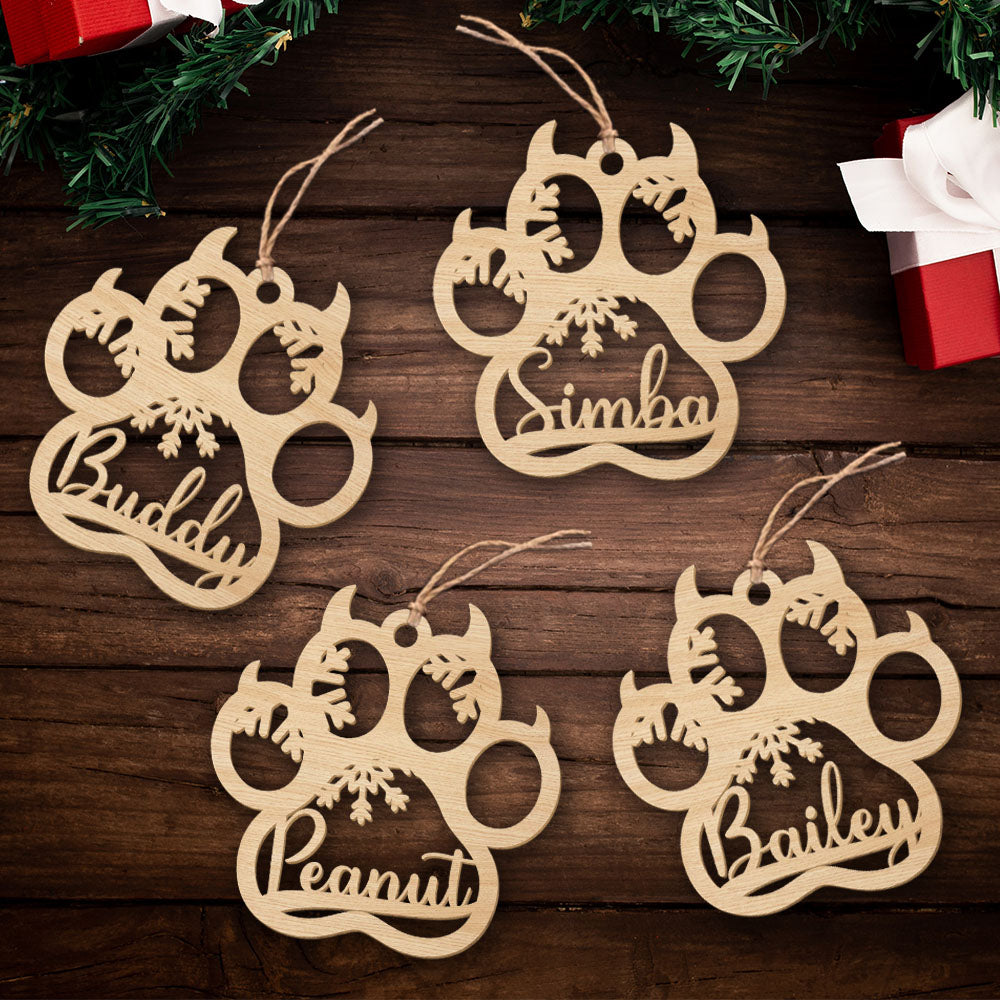 Cat Paw - Personalized Custom 1-layered Wood Christmas Ornament for Pet Lovers
