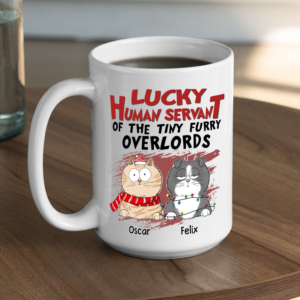 Lucky Human Servant - Personalized Custom Ceramic Coffee Mug for Pet Lovers (11oz & 15oz Sizes)