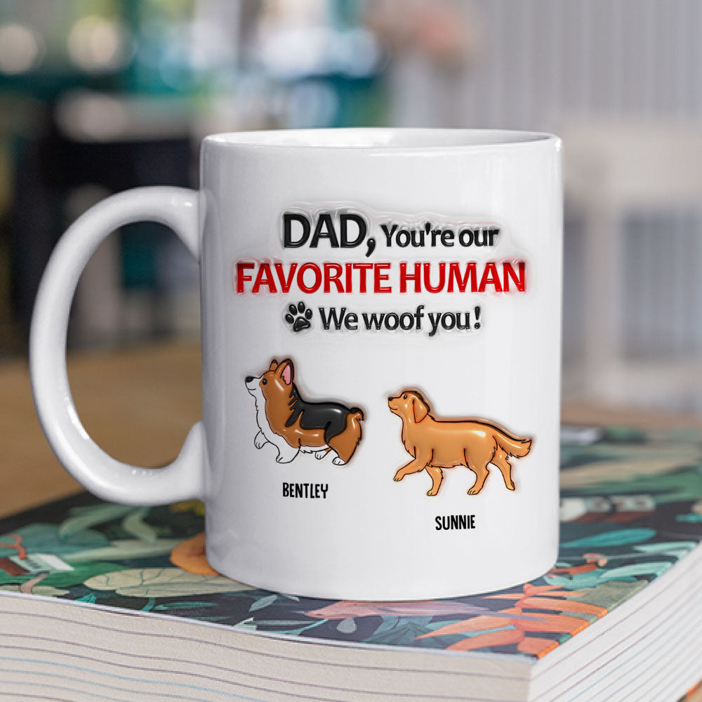 Favorite Human - Stunning Personalized Custom 3D Inflated Effect Ceramic Mug for Pet Lovers