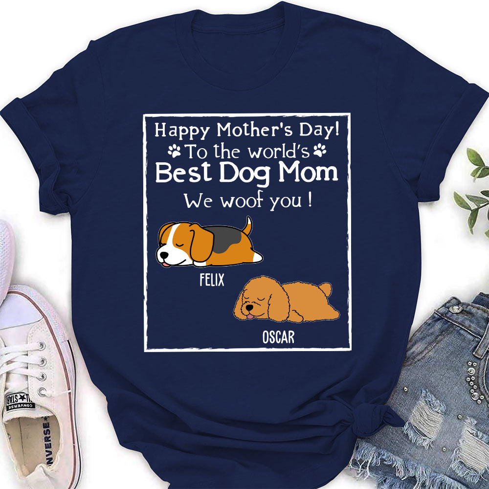 Woof Best Dog Mom Version 2 - Personalized Custom Women's T-shirt: Ideal Gift for Pet Lovers