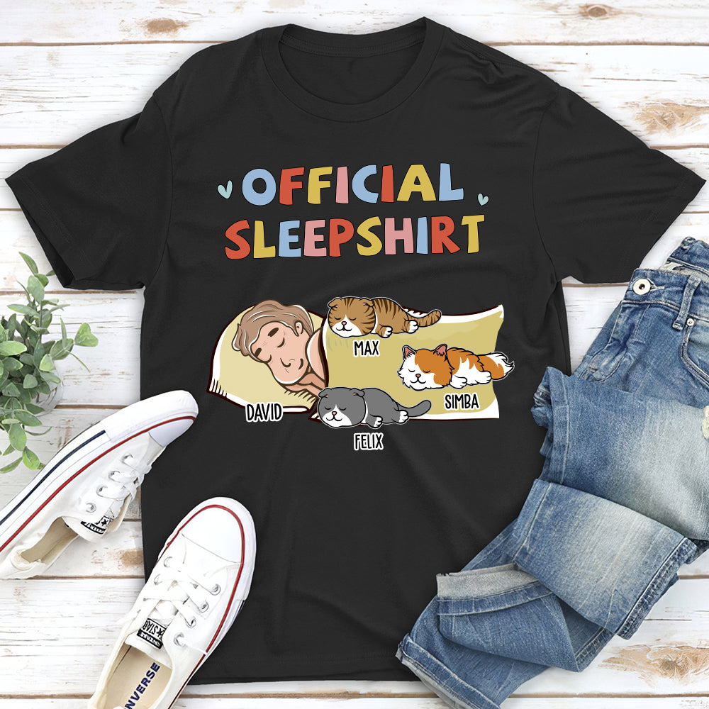 Personalized Custom Unisex Sleeping Cat Sleepshirt - 5.3 oz Heavy Cotton T-shirt