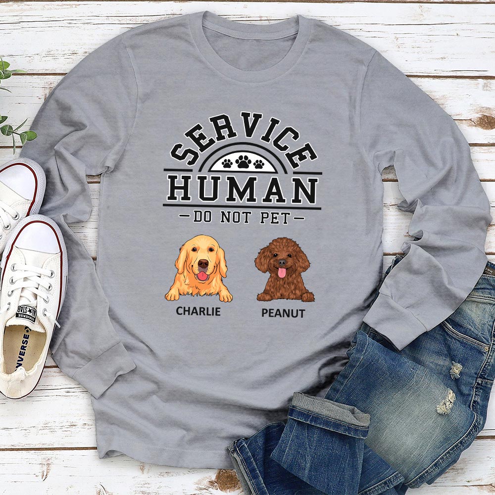 Unique Personalized Custom Long Sleeve Dogs Service Human Logo T-shirt for Pet Lovers