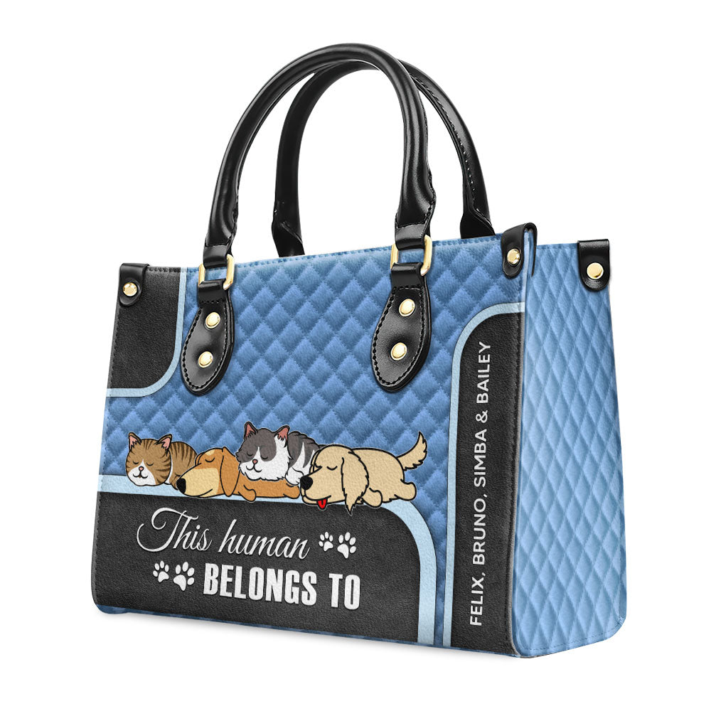 This Human Belongs - Exquisite Personalized Custom Leather Handbag for Fur Baby Lovers