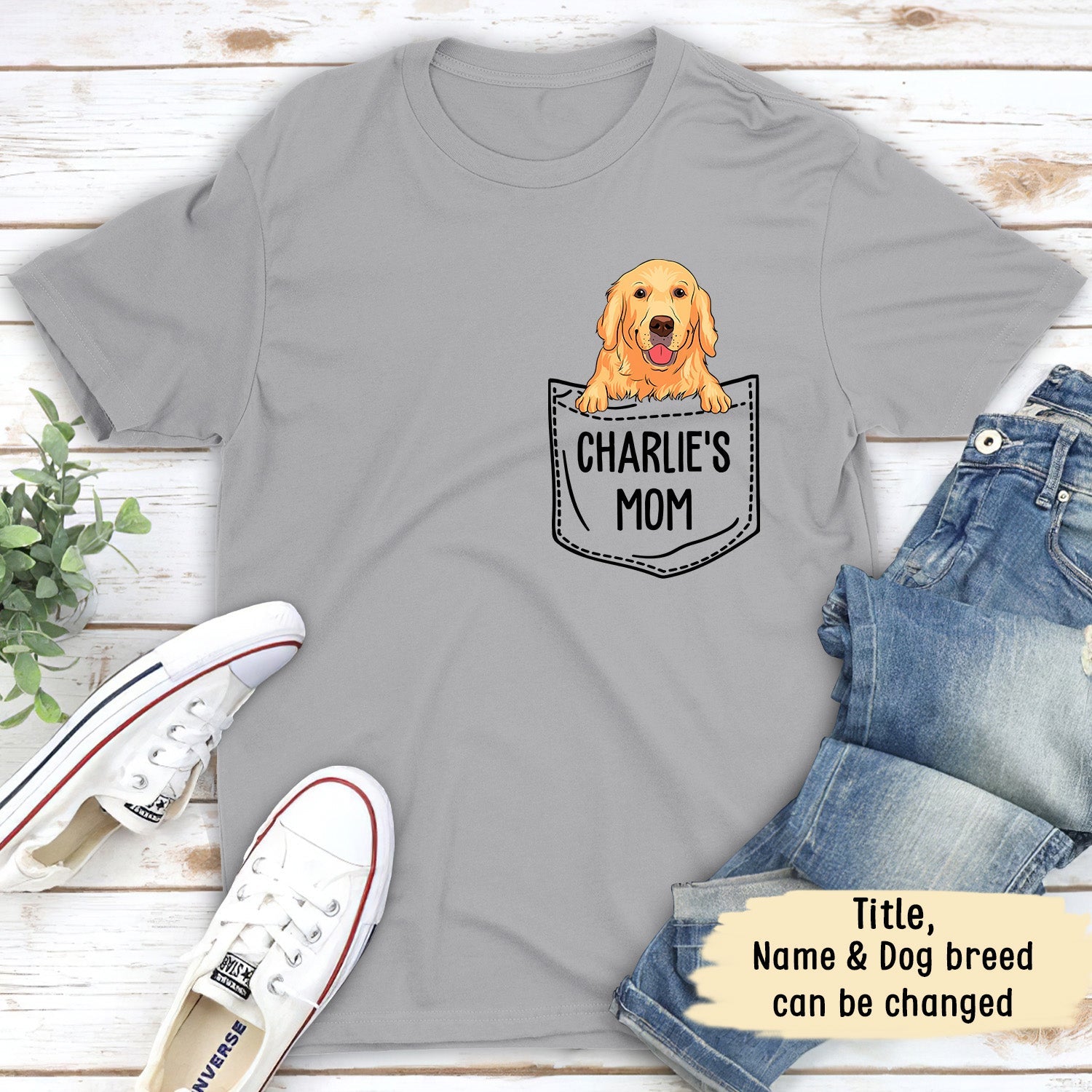 Personalized Custom Unisex Pocket Dog Mom/Dad T-shirt - Ideal Gift for Pet Lovers