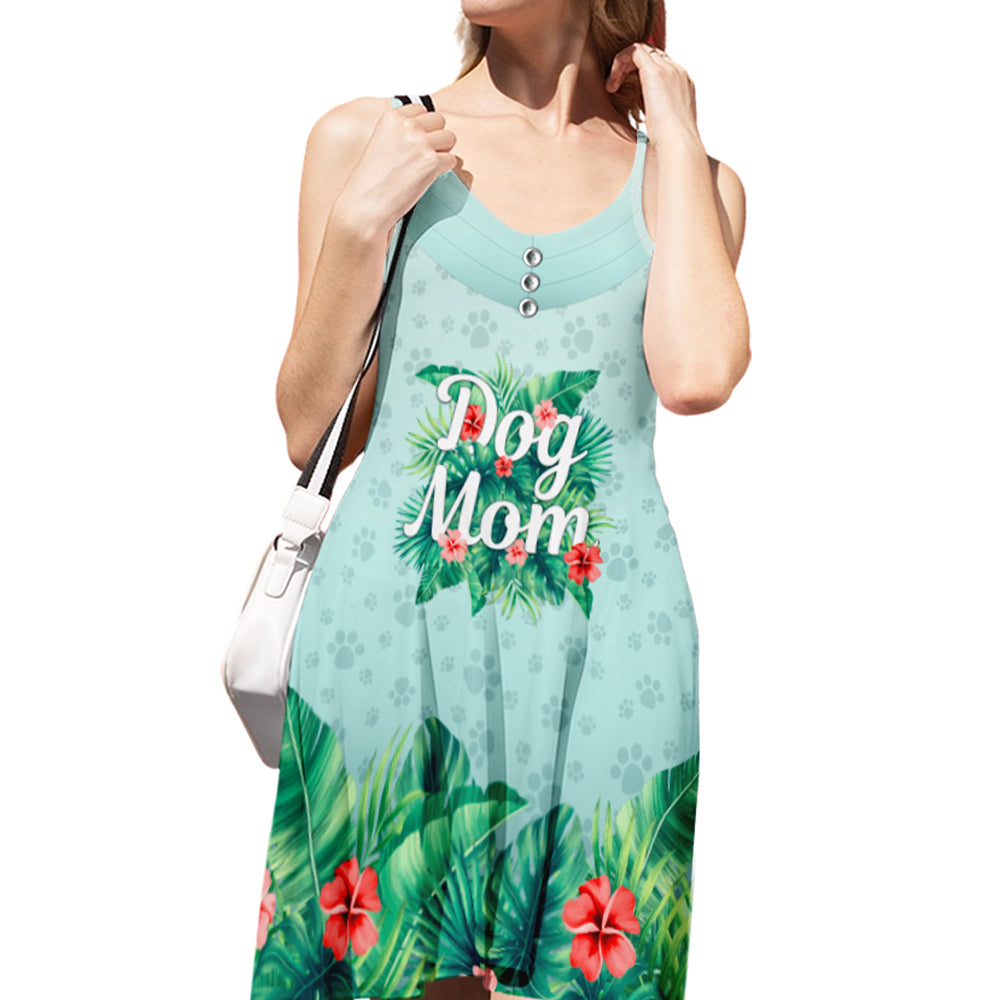 Stylish Dog Mom Floral Strap Dress - Ideal Gift for Pet Lovers